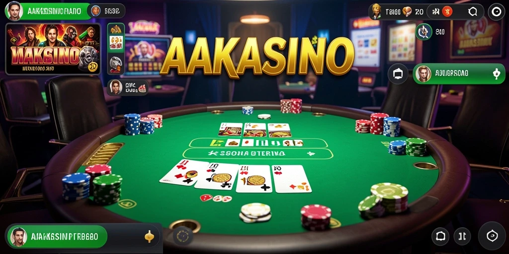Tampilan gameplay seru dalam AAKASINO yang menggambarkan aksi Poker.