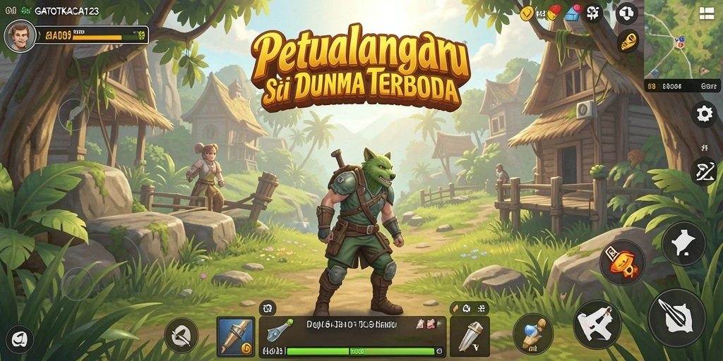 Menampilkan momen gameplay yang mendebarkan di dunia GATOTKACA123.