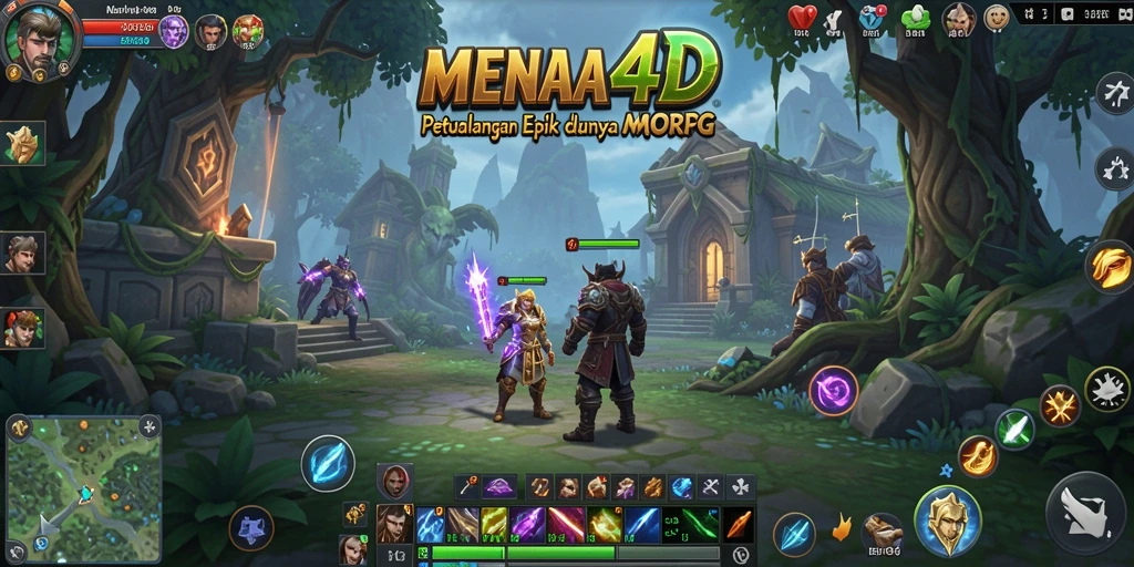 Screenshot MENARA4D menampilkan aksi pertarungan seru dalam dunia MMORPG.