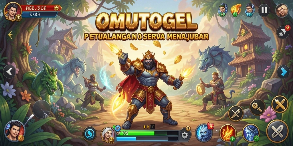 Screenshot gameplay OMUTOGEL menunjukkan petualangan mendebarkan dan dunia yang kaya.