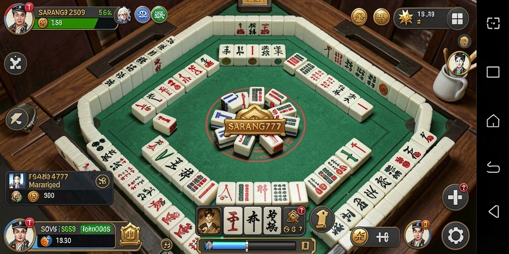 Screenshot dari gameplay SARANG777 yang menunjukkan serunya permainan Mahjong.