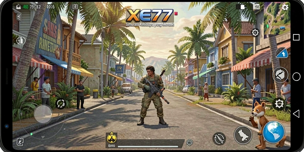 Tampilan gameplay XE77 yang menarik dan interaktif.